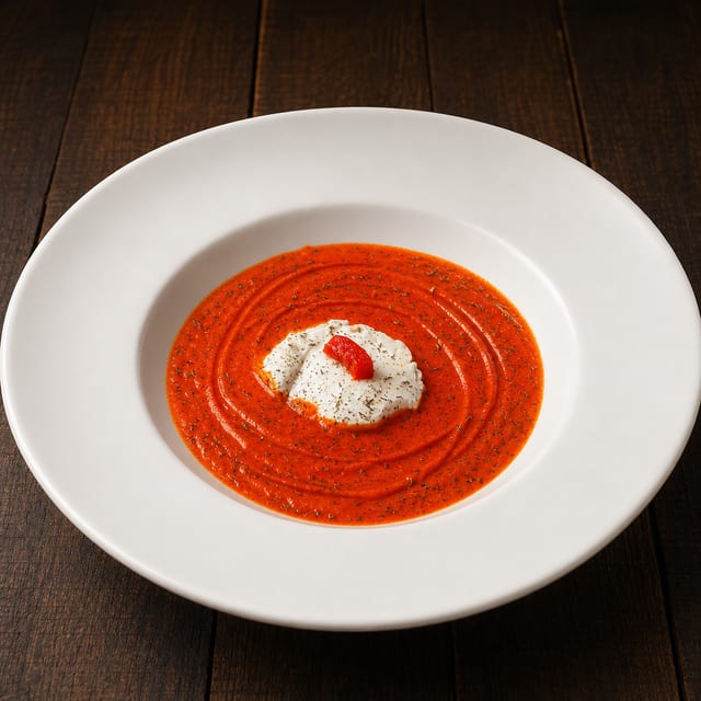 Queso De Cabra en Salsa De Piquillos.