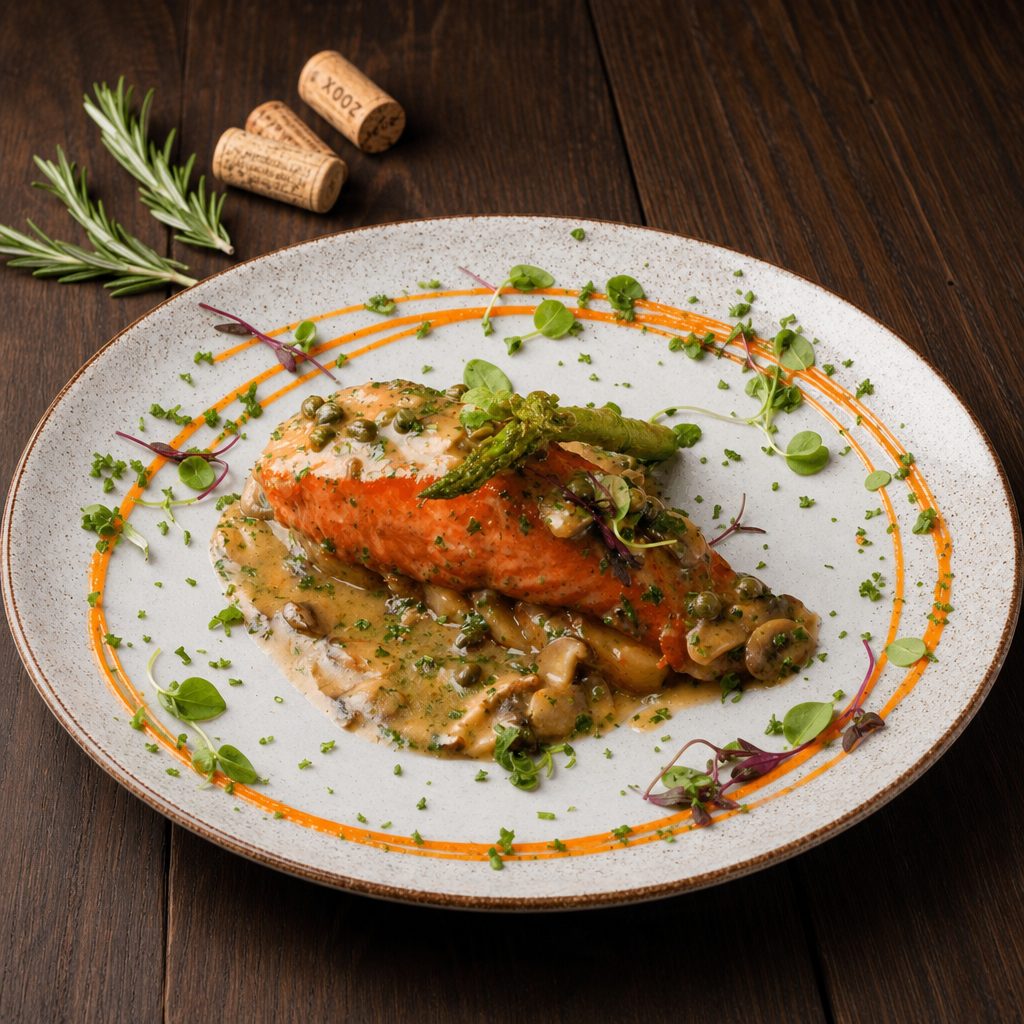 Salmon a La Pimienta Verde.